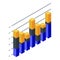 Graph bars icon, isometric style