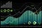 Graph on black background, digital analytics data visualization, financial schedule. The concept of analytics, business, banking