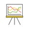 graph on board and stand, information icon, editable stroke outline
