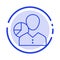 Graph, Chart, Data, Employee, Manager, Person, Statistics Blue Dotted Line Line Icon