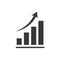 Graph chart icon growing up. Black graph with arrow. Progress symbol.