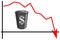 Graph of crude oil prices which are even negative with an illustration of oil barrel with perspective view and reflections