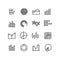 Graph, data chart, statistics representation, business diagram vector thin line icons