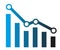 Graph with decrease report. Diagram with recession and bankruptcy progress. Business and finance