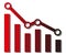 Graph with decrease report. Diagram with recession and bankruptcy progress. Business and finance