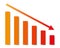 Graph with decrease report. Diagram with recession and bankruptcy progress. Business and finance vector