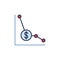 Graph with Dollar Devaluation vector Financial Crisis concept colored icon