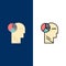 Graph, Head, Mind, Thinking  Icons. Flat and Line Filled Icon Set Vector Blue Background