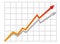 Graph with increase report. Diagram with rise and gain progress. Vector