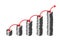 Graph out of Silhouettes of Coin Columns and Red Arrow