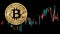 Graph rate chart Bitcoin digital money against the black background