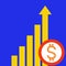 A graph showing growing dollar rates high