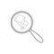 Graph under magnifying glass icon, outline style