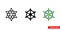 Graphene icon of 3 types. Isolated vector sign symbol.