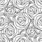 Graphic abstract stylized roses in black and white colors. Vector seamless modern pattern