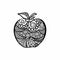 Graphic apple with ornaments. Hand drawn, vector. Decorative apple. For printing on fabric.