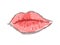 Graphic art. Sexy lips makeup, kiss mouth. Vintage icon, color