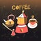 Graphic background with coffee appliances