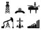 Graphic black flat set of oil and gas vector icons for petroleum