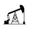 Graphic black flat vector sucker rod pump icon; oil pump logo for petroleum industry