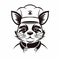 Graphic Black And White Chef Portrait Of Fox Wearing Hat