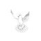 graphic black and white drawing of a flying dove hand drawn peace symbol