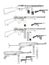 Graphic black and white old retro submachine guns