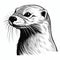 Graphic Black And White Otter Head Drawing - High Quality Photo