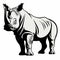Graphic Black And White Rhino: Meticulously Detailed Woodcut-inspired Art