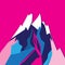 Graphic bright colored vector mountain