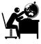 Graphic businessman looking at globe