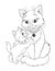 Graphic cartoon iart  of a  mother cat  playing with little kitten