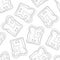 Graphic cartoon toast with cute face  jam and butter seamless pattern sketch template.