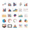 Graphic charts diagrams and business graphs icons set.