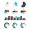 Graphic charts. Infographic statistic bars and circle diagrams for data presentation. Comparison histogram elements