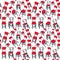 Graphic color marker drawing chair with red upholstery seamless pattern