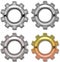 Graphic colour and grey mechanical gear vector set