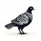 Graphic Design Flair: Intricate Illustrations Of A Black And White Pigeon