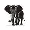 Graphic Design-inspired Black Elephant Illustration On White Background