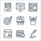 Graphic design line icons. linear set. quality vector line set such as color selection, working, golden ratio, graphic tool,