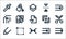 graphic design line icons. linear set. quality vector line set such as stroke, nodes, pencil, node, artboard, bevel, graphic tool