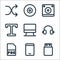 Graphic design line icons. linear set. quality vector line set such as usb, smartphone, png, headphone, computer, text, speaker,