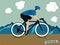 Graphic design vector of biker athlete cycling on the mountain