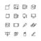 Graphic design and writing tools line icons set