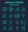 Graphic designer profession pattern with turquoise linear icons.