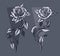 Graphic detailed graphic roses with stem set