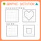 Graphic dictation. Preschool worksheet for practicing motor skills. Kindergarten educational game for kids. Working pages for