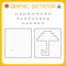 Graphic dictation. Umbrella. Kindergarten educational game for kids. Preschool worksheet for practicing motor skills. Working