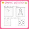 Graphic dictation. Working pages for children. Kindergarten educational game for kids. Preschool worksheet for practicing motor