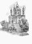 Graphic drawing of St. Andrew\'s Church Kiev